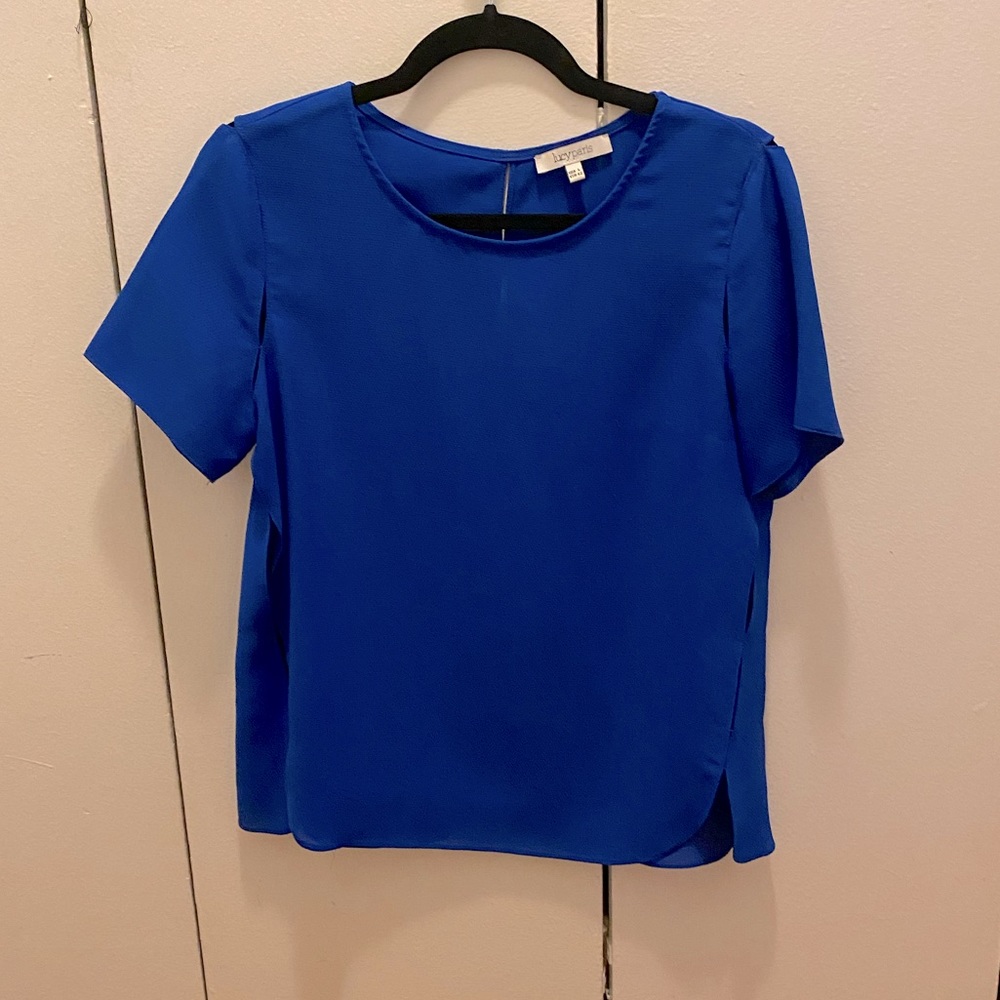 Lucy Paris Blue T shirt with side and back slits